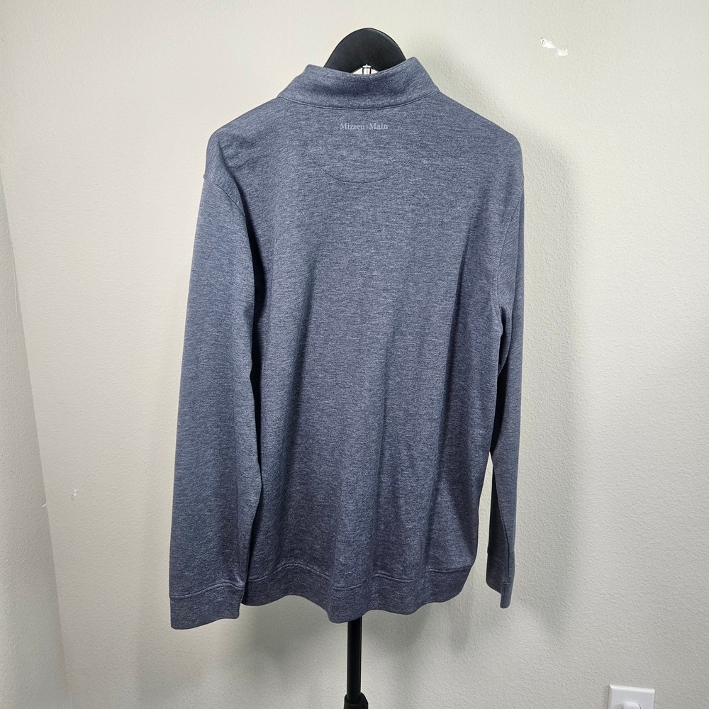 Mizzen+Main Quarter Zip Pullover Mens L Blue Heather Stretch Knit Coastal Preppy - Picture 3 of 15